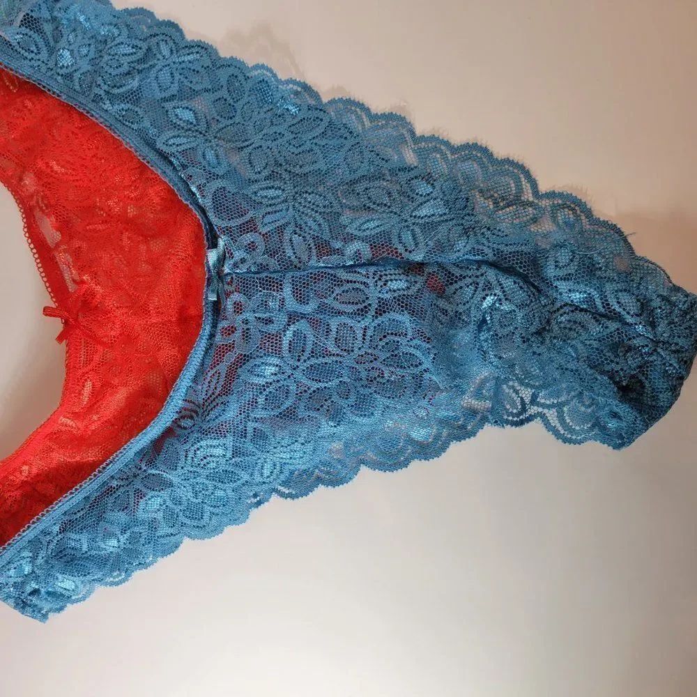 WOMEN"S HIGH RISE LACE DESIGN PRINT THONG - Picture 4 of 8